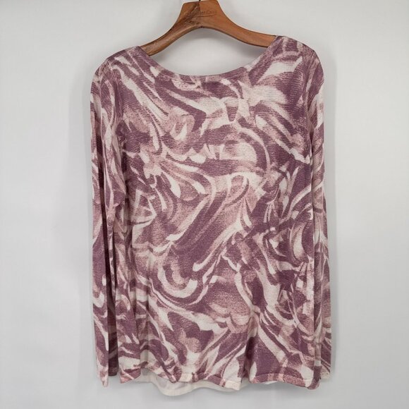 Chicos 1 Womens Abstract-Print Bateau-Neck Pullover Sweater Size medium Mauve - Picture 8 of 13